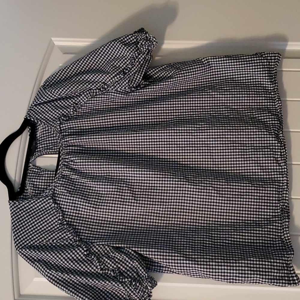 Lucky brand navy blue and white gingham top
